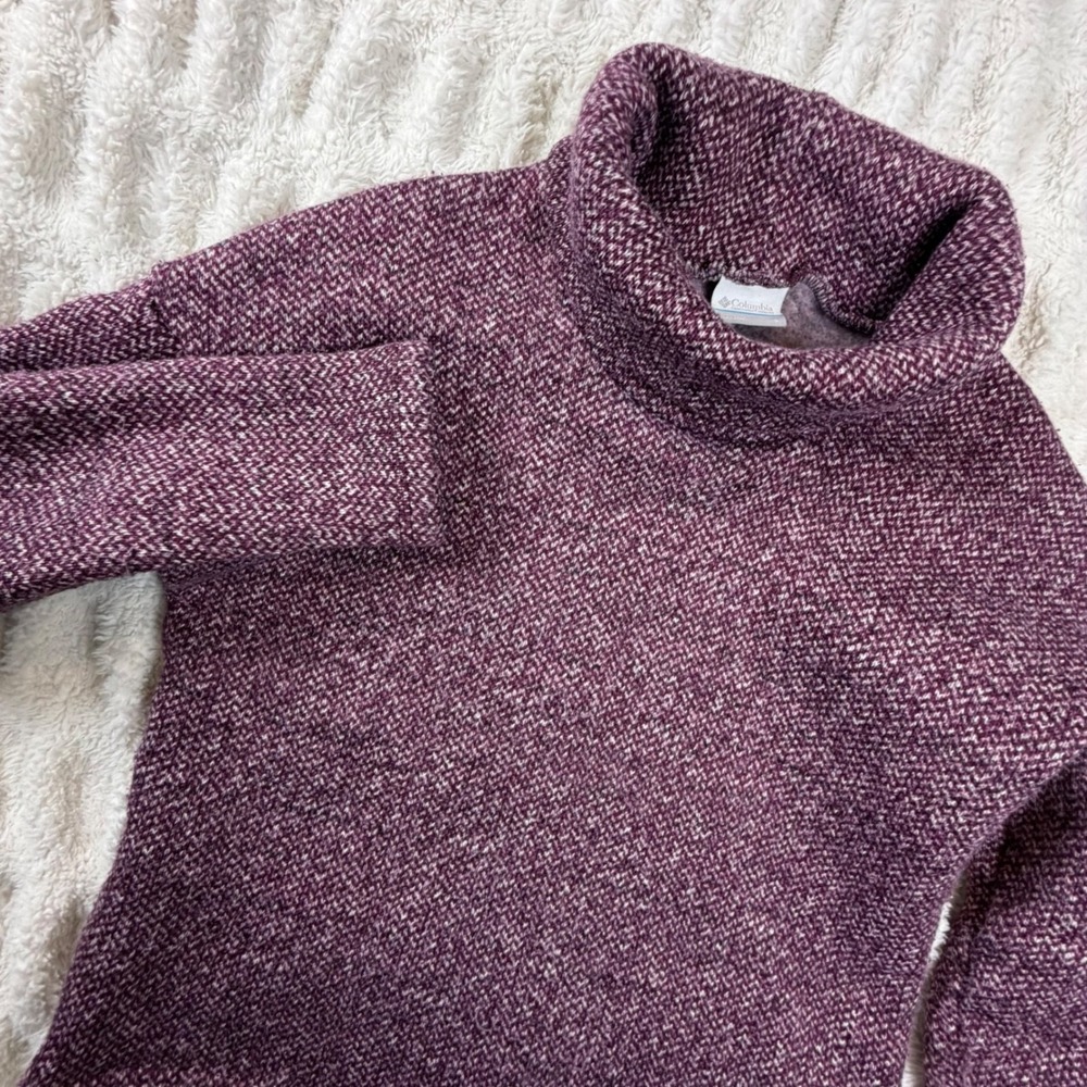 Columbia Womens Burgundy Marled Cowl Neck Fleece Sweater AL0061 Small